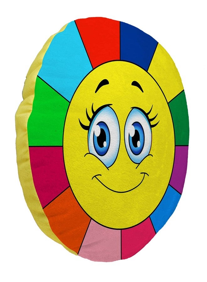 Ship Smart Round Shape Velvet Fabric Printed Soft Toy/Smiley/Emoji/Plush/Filled/Emoticons/Icons/Cool Cushions/Pillow, 14x14-inches (Multicolor) Design 13 - Image 4